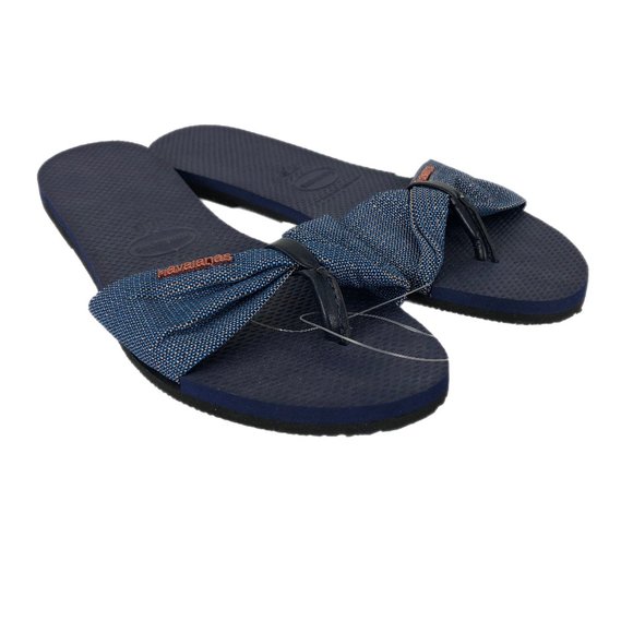 Havaianas Shoes - Havaianas Women's Blue Fabric & Rubber Thong Sandals Size 9/10